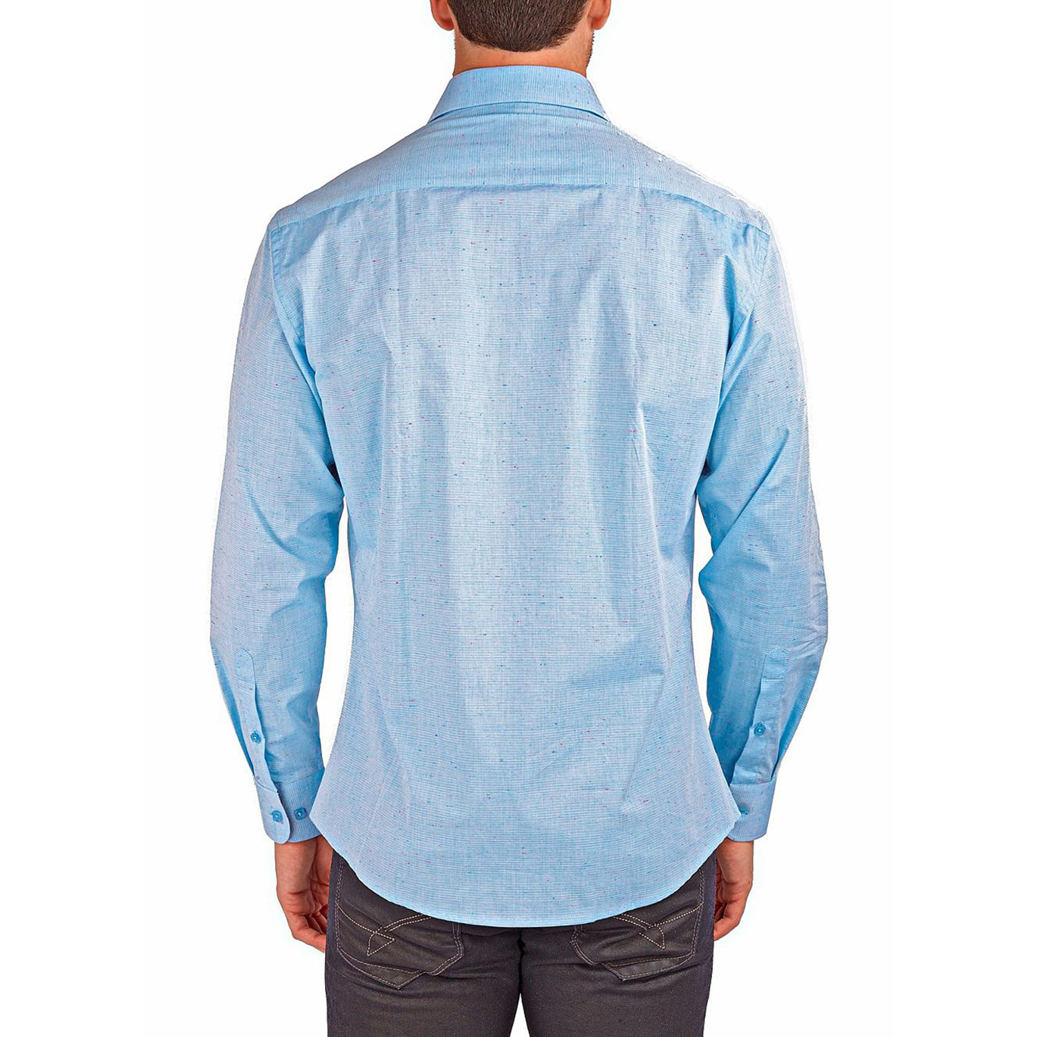 Linen Texture Long-Sleeve Button-Up Shirt // Light Blue (S) - Clearance ...