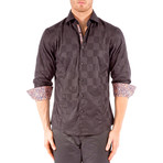 Long-Sleeve Button-Down Check Shirt // Black (XL)