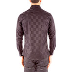 Long-Sleeve Button-Down Check Shirt // Black (S)