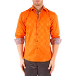 Logan Long-Sleeve Button-Up Check Shirt // Orange (S)