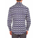 Long-Sleeve Button-Down Geometry Shirt // Navy (S)