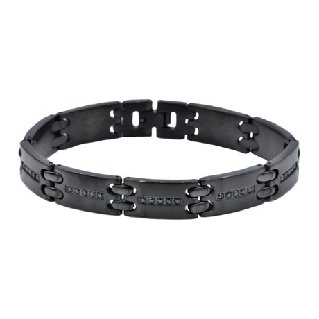 Black CZ Link Bracelet