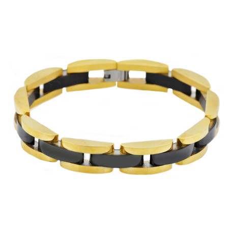 Semi Circle Link Bracelet (Black + Gold)