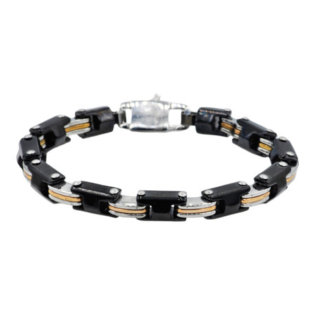H Link Bracelet // Black + Rose Gold