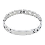 Polished Steel Engravable ID Link Bracelet