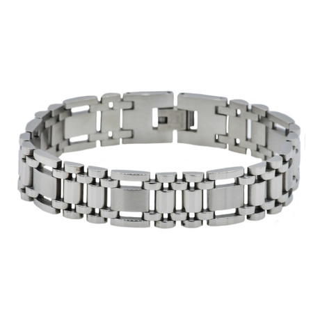 Brushed + Polished Stainless Steel Micro Link Bracelet