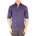 Long-Sleeve Button-Down Jacquard Shirt // Purple (L)