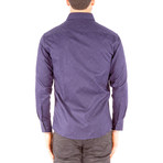 Long-Sleeve Button-Down Jacquard Shirt // Purple (L)