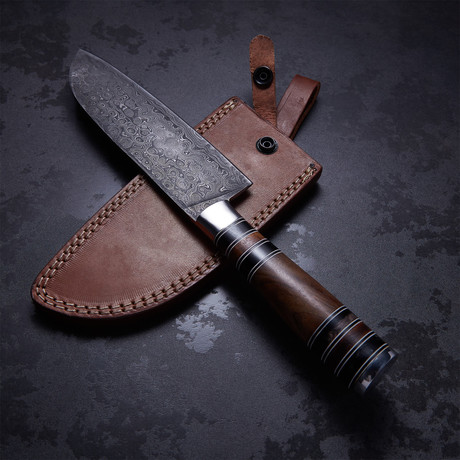 Buffalo Horn + Rosewood Santoku Chef Knife