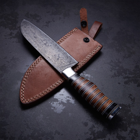 Buffalo Horn + Black Walnut Santoku Chef Knife