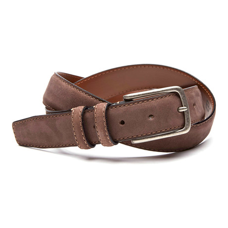 Tyler Leather Belt + Signature Plaid Double Keeper // Brown Nubuck (34)