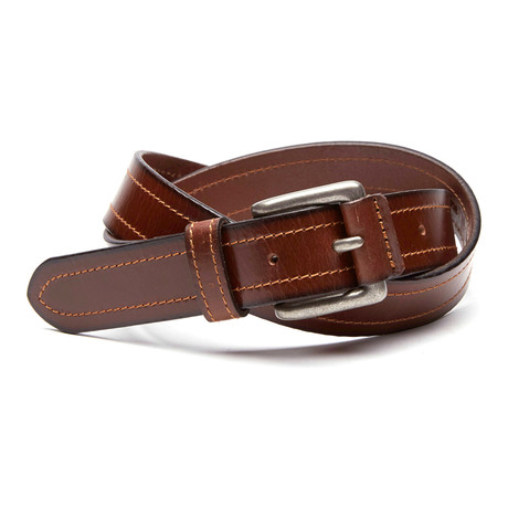 Mark Covered Buckle Casual Belt // Brown (32" Waist)