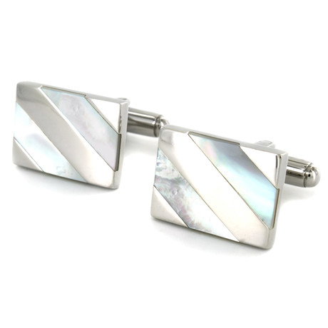 Crucible Polished White Mother Of Pearl Shell Inlay Cufflinks