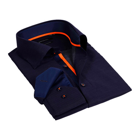 Contrast Collar Microdot Button-Up // Navy (S)