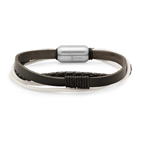 Leather Two-Tone Bracelet // Black + White