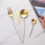 Flatware // Set of 4 // Gold + White