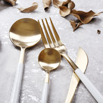 Flatware // Set of 4 // Gold + White