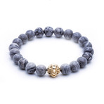 Leo Jasper Beaded Bracelet // Gold + Grey (Small)