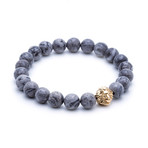 Leo Jasper Beaded Bracelet // Gold + Grey (Small)