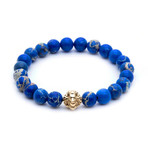 Leo Jasper Beaded Bracelet // Gold + Blue (Small)