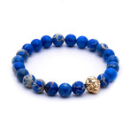 Leo Jasper Beaded Bracelet // Gold + Blue (Small)