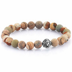 Leo Jasper Beaded Bracelet // Silver + Brown (Small)