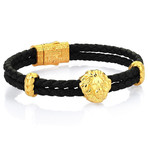 Nappa Leo Bangle // Yellow Gold + Black (Small)