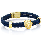 Nappa Leo Bangle // Yellow Gold + Blue (Small)