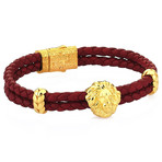 Nappa Leo Bangle // Yellow Gold + Dark Red (Small)