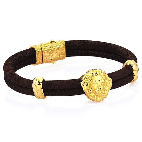 Leo Bangle // Yellow Gold + Brown (Small)