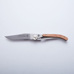 Laguiole Liner Lock Pocket Knife // Juniper Wood + Silver Blade