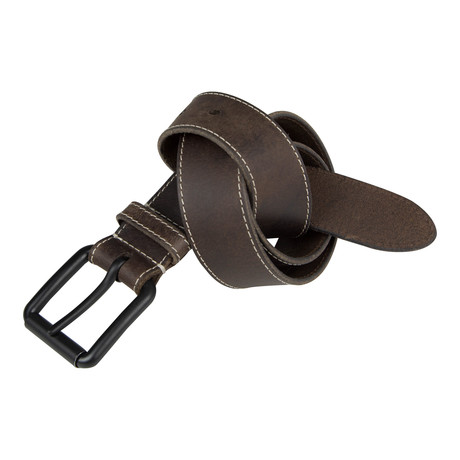 Contrast Top-Stitch Belt // Brown (Size 32)