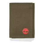 Nylon Embroidered Trifold Wallet // Olive Green