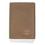 Nylon Embroidered Trifold Wallet // Khaki