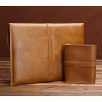 Leather MacBook Sleeve + Charger Pouch // Yellow (11" MacBook Air)