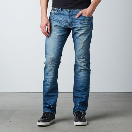 Splatter Slim Fit Denim // Dirty Blue (30WX32L)