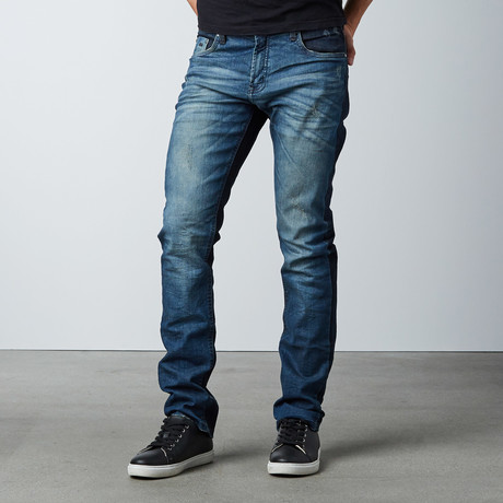 Splatter Skinny Fit Denim // Dirty Blue (30WX32L)