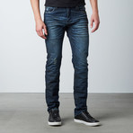 Splatter Slim Fit Denim // Faded Dark Blue (36WX32L)