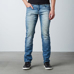 Splatter Slim Fit Denim // Faded Light Blue (36WX32L)