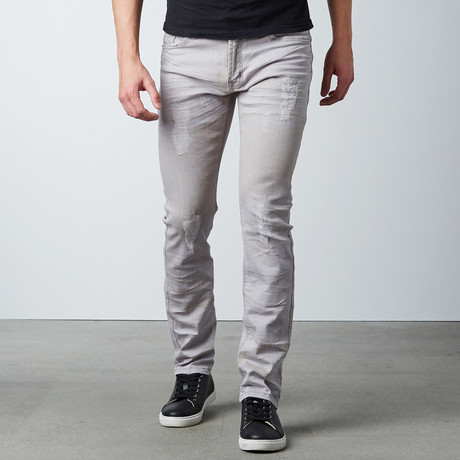 Splatter Skinny Fit Denim // Dirty Light Grey (30WX32L)