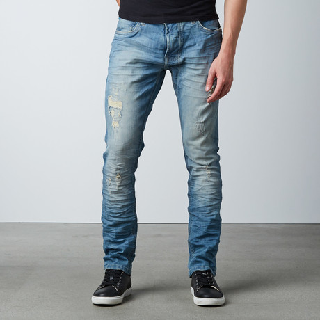 Torn Skinny Fit Denim // Dirty Light Blue (30WX32L)