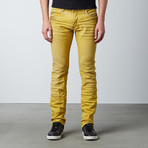 Splatter Straight Fit Denim // Mustard (36WX32L)