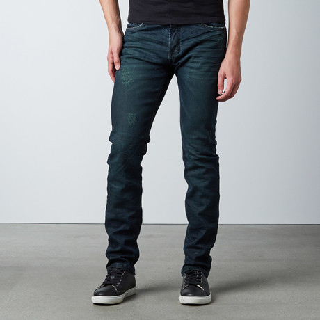 Splatter Slim Fit Denim // Dirty Green (30WX32L)