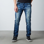 Splatter Skinny Fit Denim // Faded Medium Blue (32WX32L)