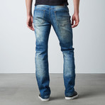 Splatter Slim Fit Denim // Acid Medium Blue (33WX32L)