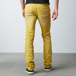 Splatter Straight Fit Denim // Mustard (36WX32L)