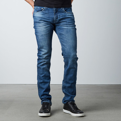 Splatter Skinny Fit Denim // Blue (30WX32L)