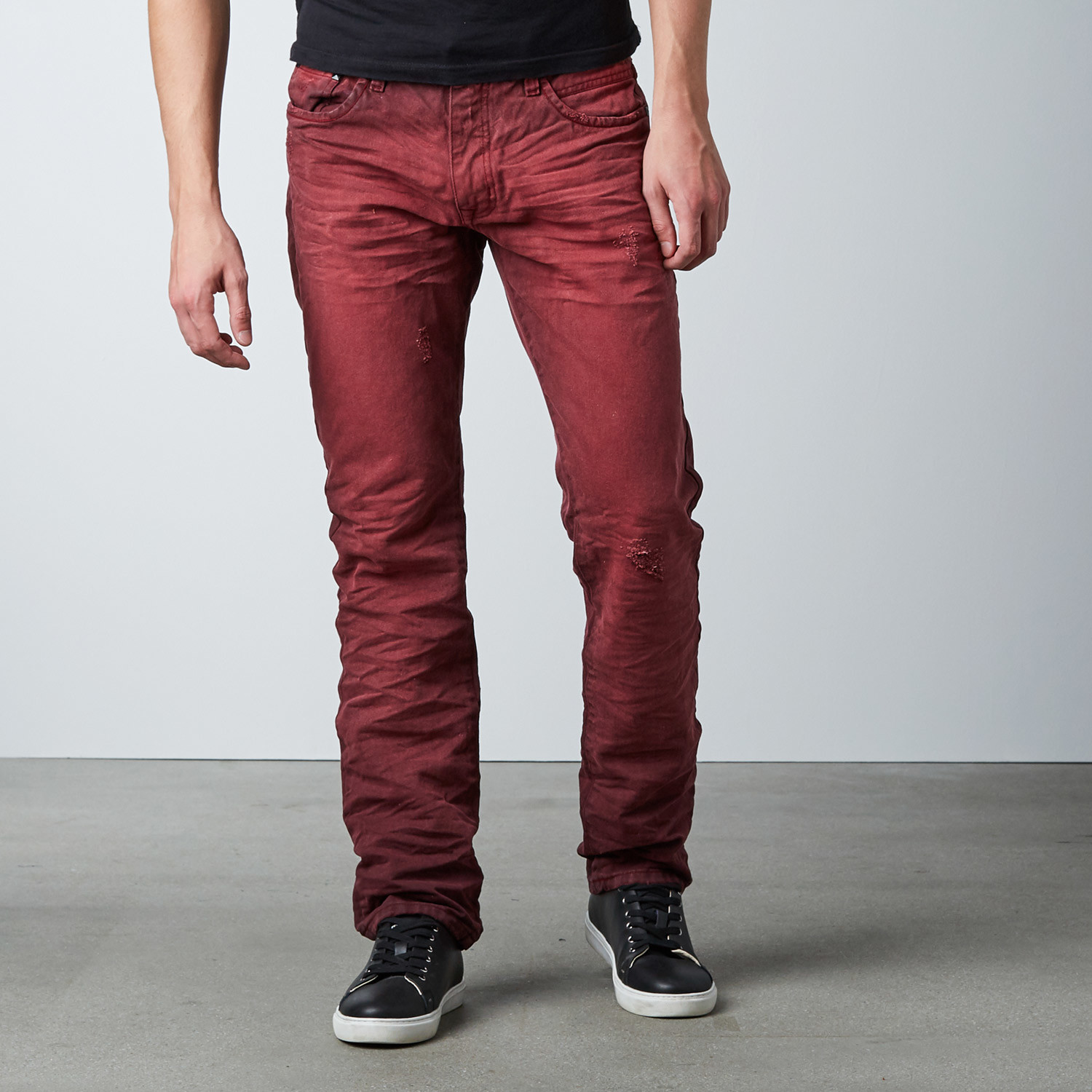 Splatter Straight Fit Denim // Maroon (30WX32L) - 86A Jeans - Touch of ...