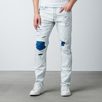 Torn Slim Fit Denim // White (30WX32L)