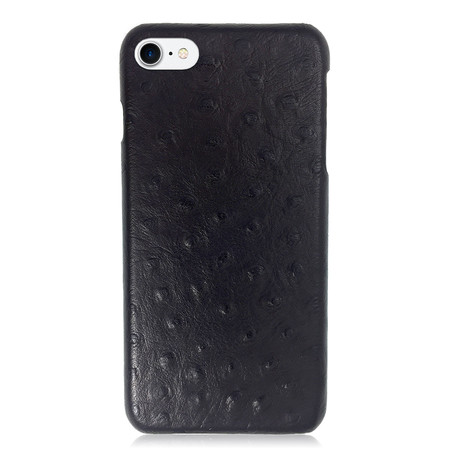 Leather Snap-on Case // Black Ostrich Print (iPhone 7)